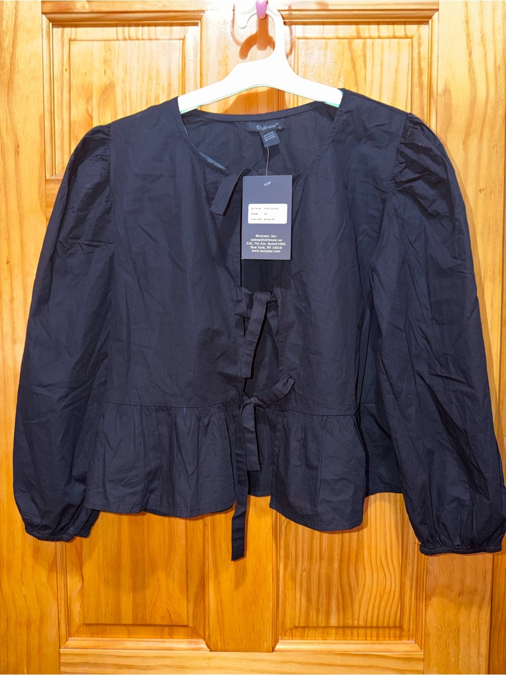 Women's Black Tie-Front Peplum Blazer Jacket - Classic Style